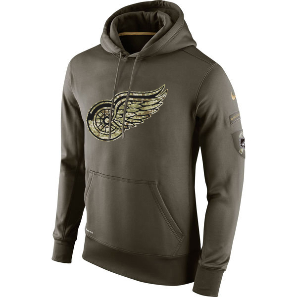 Men NHL Detroit Red Wings Nike Olive Salute To Service KO Performance Hoodie Green->carolina hurricanes->NHL Jersey